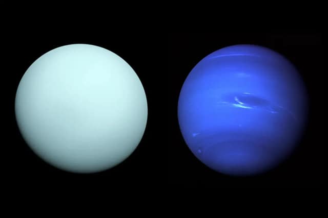 Uranus and Neptune, the ice giants, as imaged by NASA